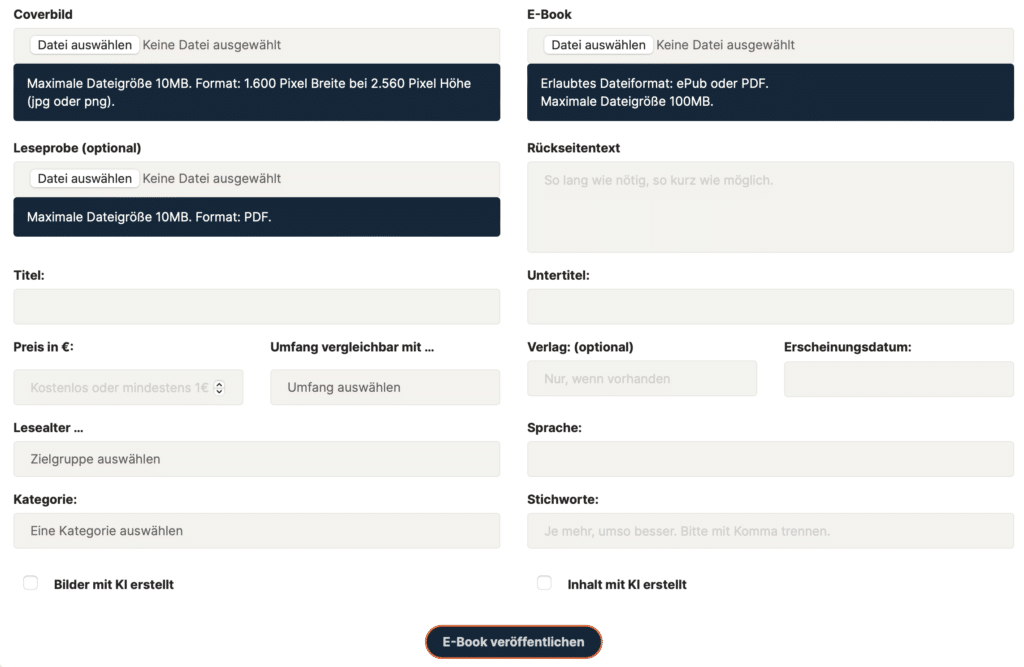 E-Book publishing for free